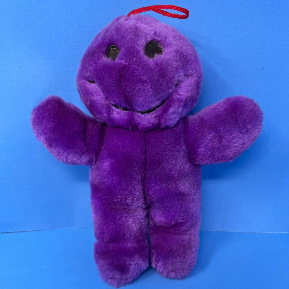 Nanco Hanging Plush Toy 9 Inch Purple Smiley Face Vintage Carnival Prize